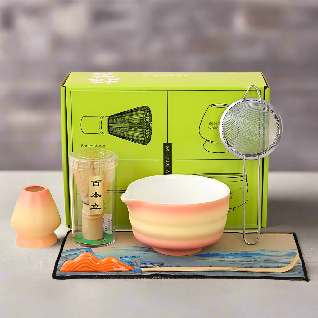 Traditional Matcha Gift Set with Bamboo Whisk, Ceramic Bowl, and Tea Scoop – Matcha Bowl and Whisk for Authentic Tea Experience