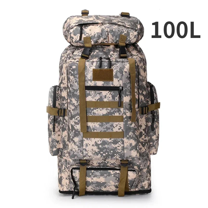 Large Tactical Travel Backpack, Expandable 80L-100L, Waterproof Hiking and Camping Bag