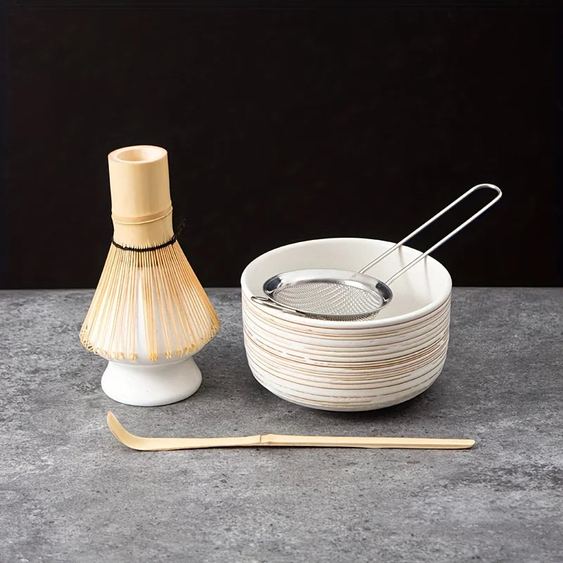 Japanese Matcha Whisk Set with Bowl, Sifter, Scoop, and Stand – Complete 6-Piece Tea Kit