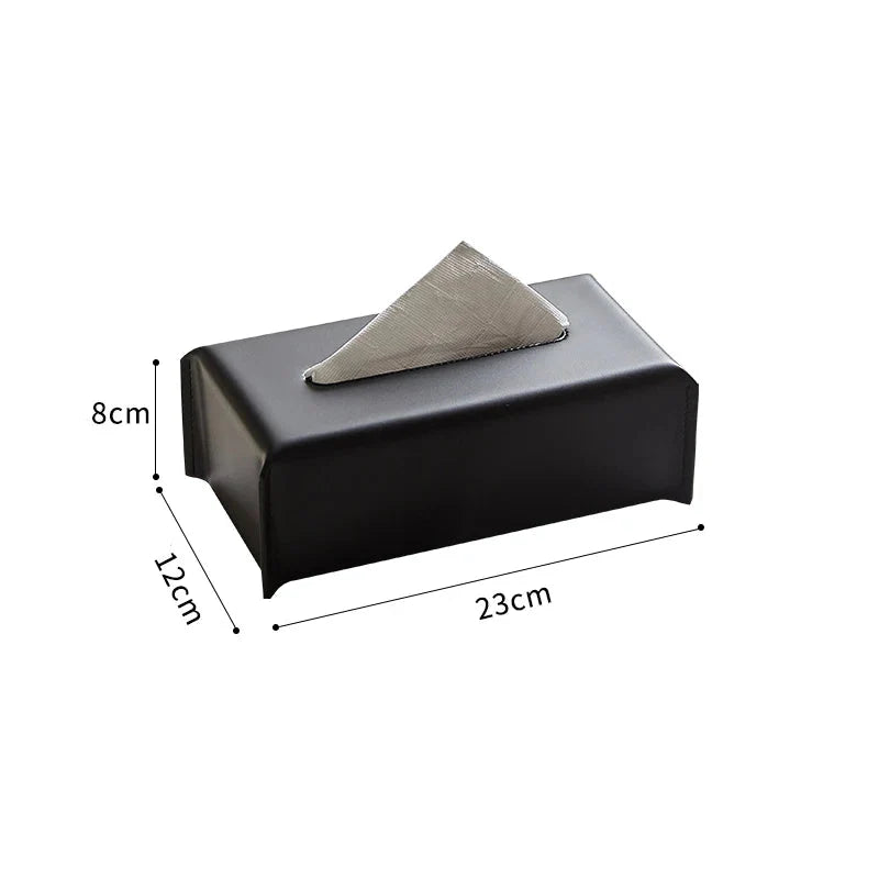 Luxury PU Leather Tissue Box Cover – Woven Napkin Case for Home Decoration