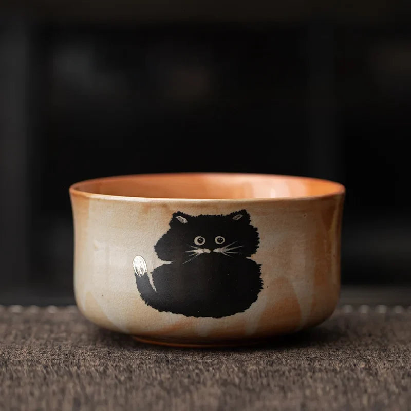 Cute Cat Matcha Gift Set with Bamboo Whisk, Ceramic Bowl, and Scoop – Matcha Tea Set for Tea Lovers