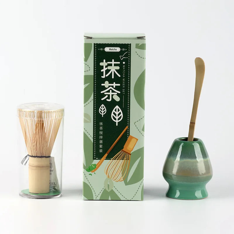 Japanese Bamboo Matcha Whisk Set with 100-Prong Chasen and Scoop – Traditional Tea Whisking Tools