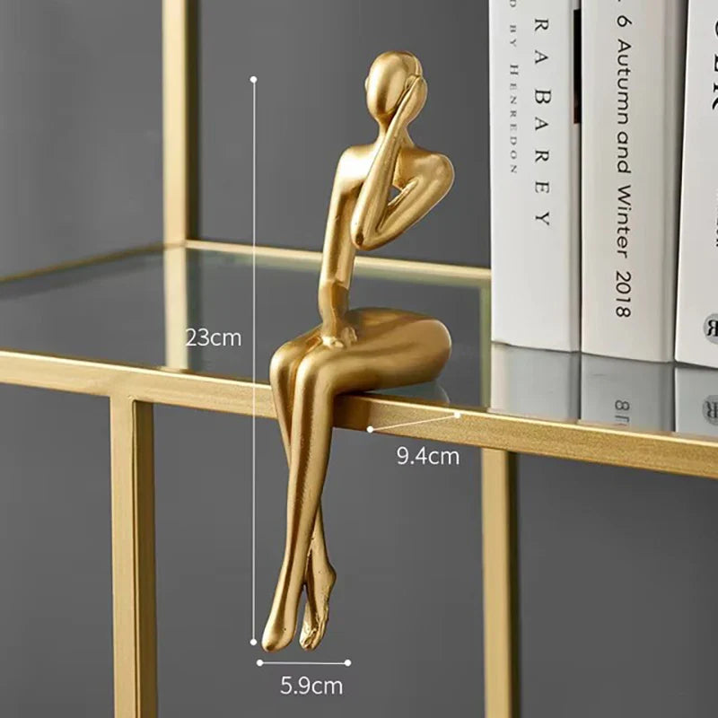 Abstract Resin Body Art Ornament with Golden Accents – Elegant Decor for Home and Office