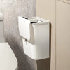 Wall-mounted slim bathroom trash can with flip lid, space-saving garbage bin for toilet or kitchen storage