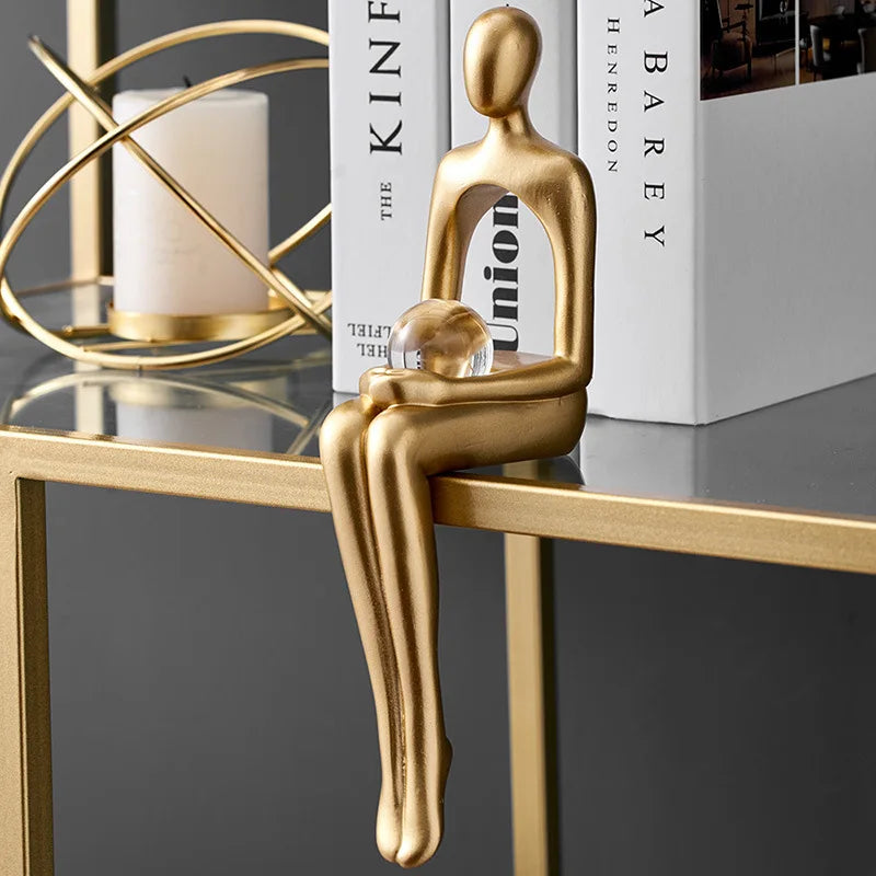 Abstract Resin Body Art Ornament with Golden Accents – Elegant Decor for Home and Office