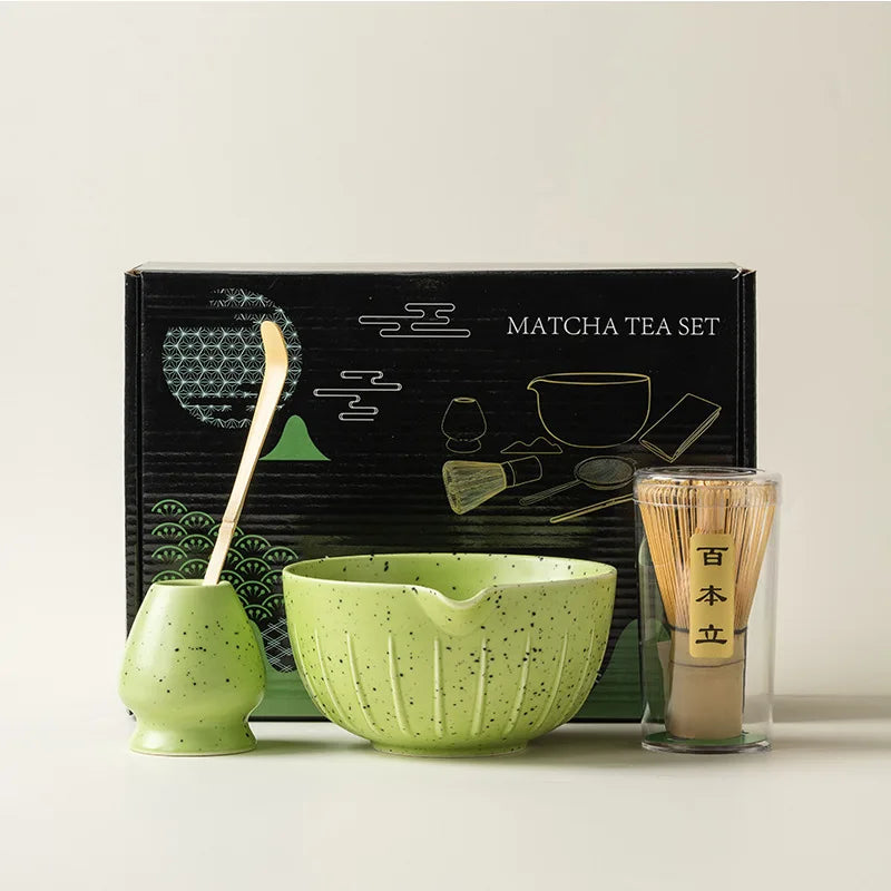 Bamboo and Ceramic 7-Piece Matcha Set