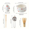 Heart-Shaped Japanese Matcha Bowl Set with Whisk – Authentic Tea Ceremony Tool for Matcha Preparation