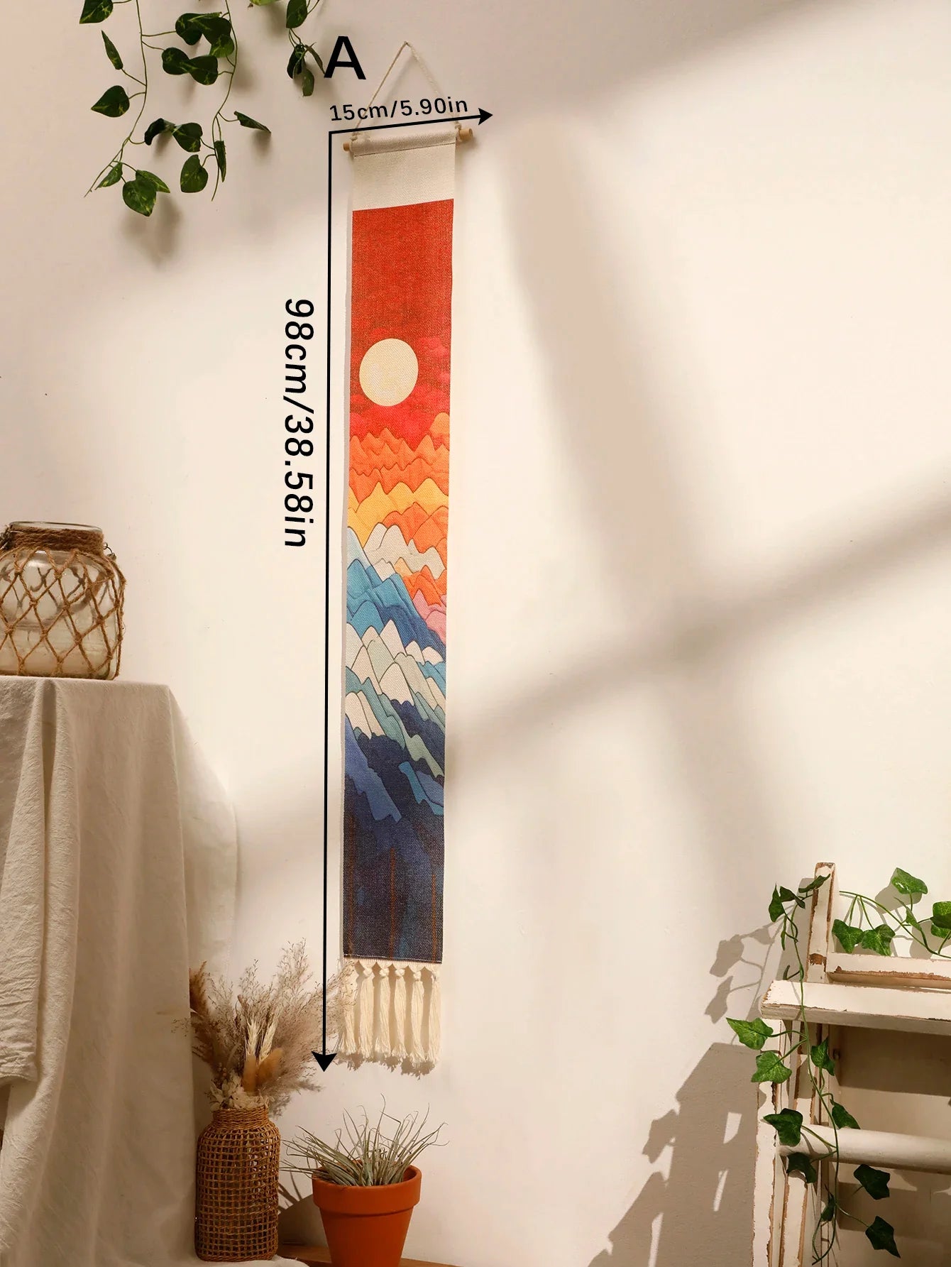 Handmade Macrame Wall Tapestry – Boho Sunset and Sunrise Wall Art Decor for Living Room