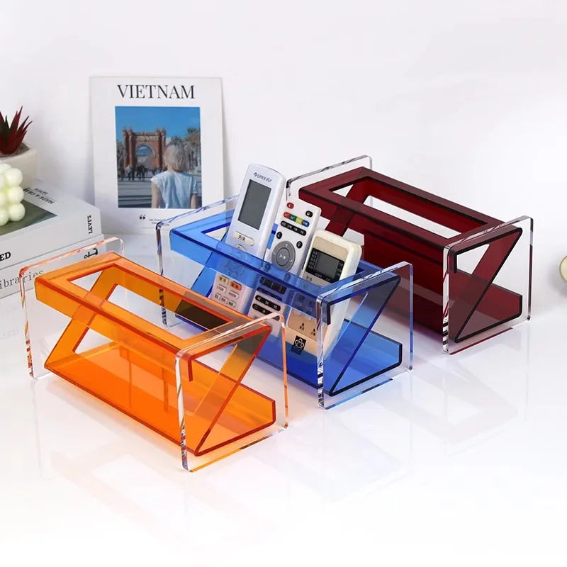 Acrylic Desk Organizer and Storage Rack – Multi-Functional Clear Desktop Organizer for Remotes, Pens, and Small Items