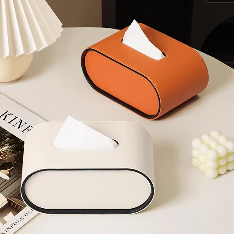 PU Leather Tissue Box with Storage Rack – Stylish Napkin Holder for Home and Office