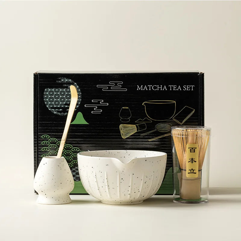 Bamboo and Ceramic 7-Piece Matcha Set