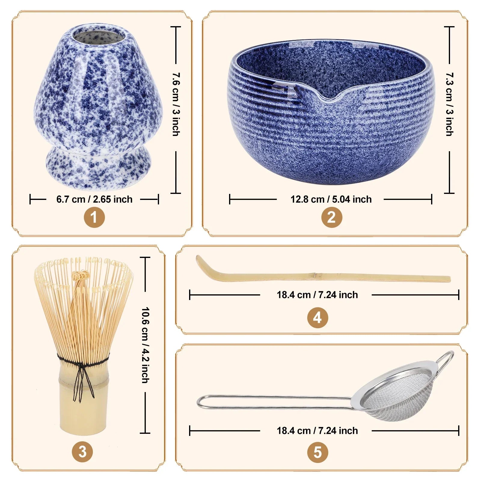 Deluxe Matcha Set Featuring Stainless Steel Sieve and Bamboo Accessories