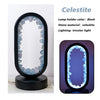 Amethyst crystal LED table lamp with oval frame, ambient night light for bedroom or meditation space decor