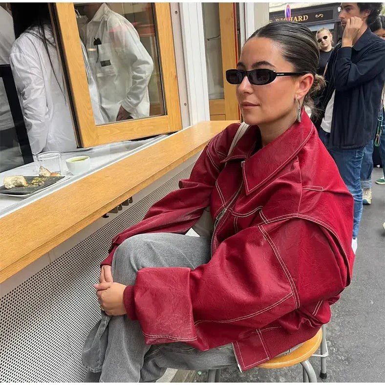 50% DISCOUNT I Sierra™ | red leather jacket