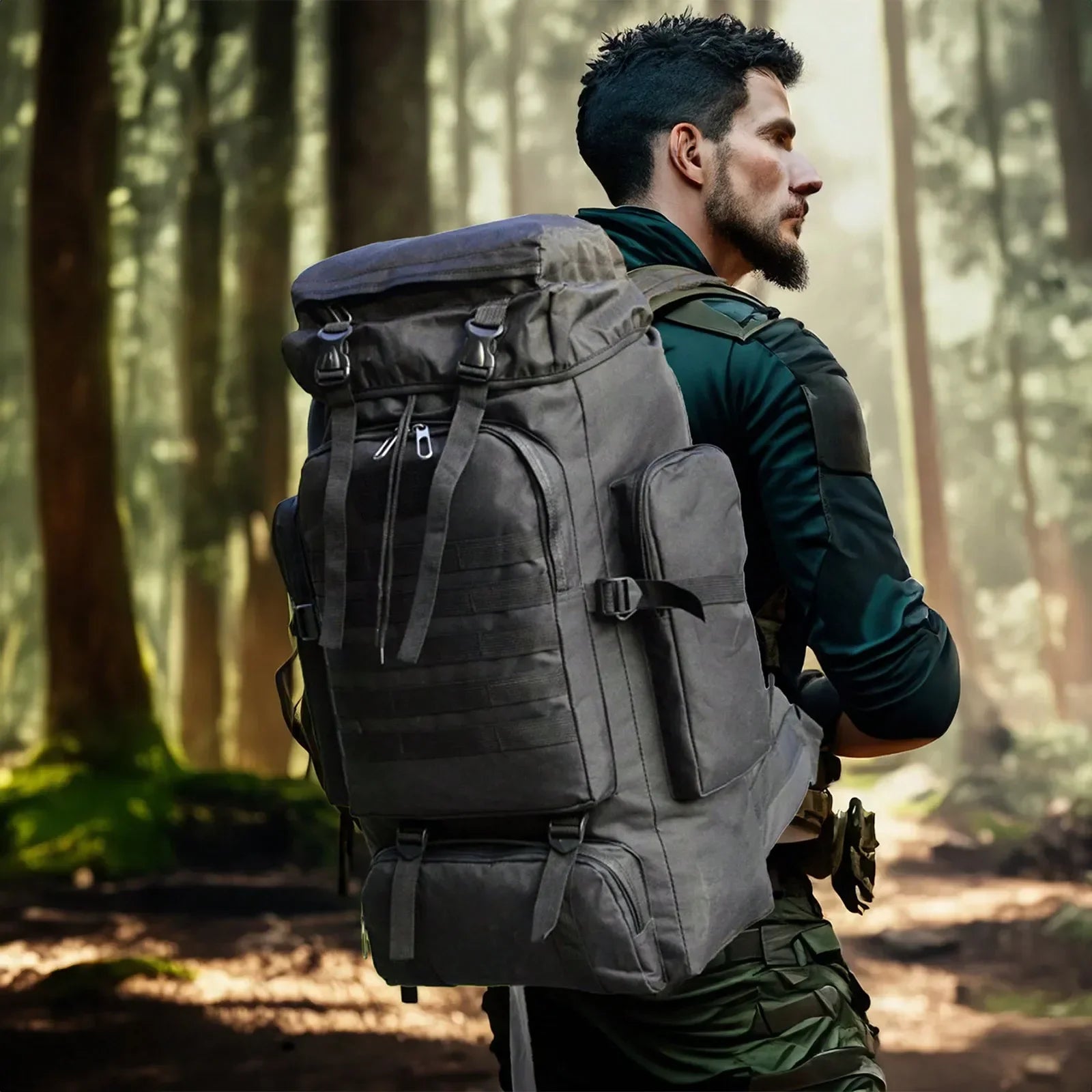 Large Tactical Travel Backpack, Expandable 80L-100L, Waterproof Hiking and Camping Bag