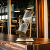 Elegant Hourglass Timer with Rotating Crown – Decorative Sand Timer for Home and Office, Glass and Metal