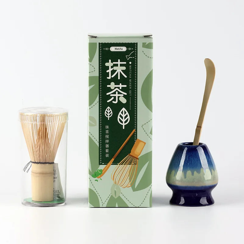 Japanese Bamboo Matcha Whisk Set with 100-Prong Chasen and Scoop – Traditional Tea Whisking Tools