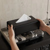 Luxury PU Leather Tissue Box Cover – Woven Napkin Case for Home Decoration