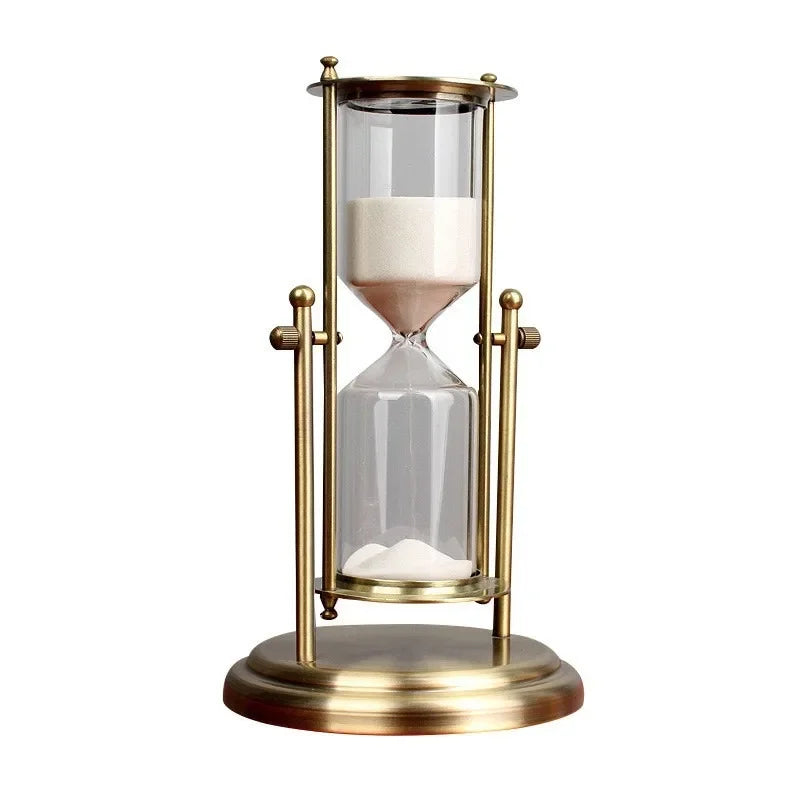 Elegant Hourglass Timer with Rotating Crown – Decorative Sand Timer for Home and Office, Glass and Metal