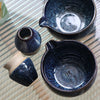 Traditional Japanese matcha tea set with ceramic bowl, bamboo whisk, scoop, sifter, and whisk holder – complete matcha making kit