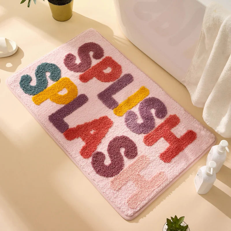 Soft Microfiber Non-Slip Bath Mat – Absorbent and Machine Washable Bathroom Rug in Colorful Designs