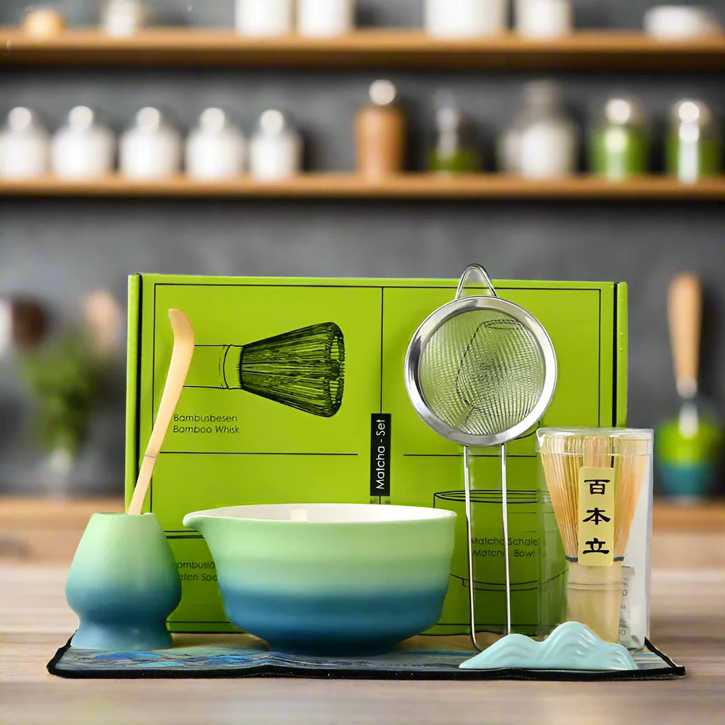 Traditional Matcha Gift Set with Bamboo Whisk, Ceramic Bowl, and Tea Scoop – Matcha Bowl and Whisk for Authentic Tea Experience