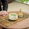 Elegant Ceramic Matcha Teaware Set with Whisk and Spoon – Dark Red with Cherry Blossom Design for Authentic Japanese Tea Experience