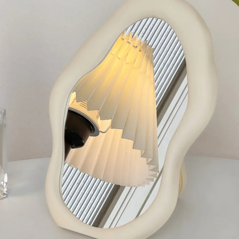 Cloud-Shaped Makeup Mirror with Velvet Base – Decorative Standing Mirror for Grooming and Photo Display