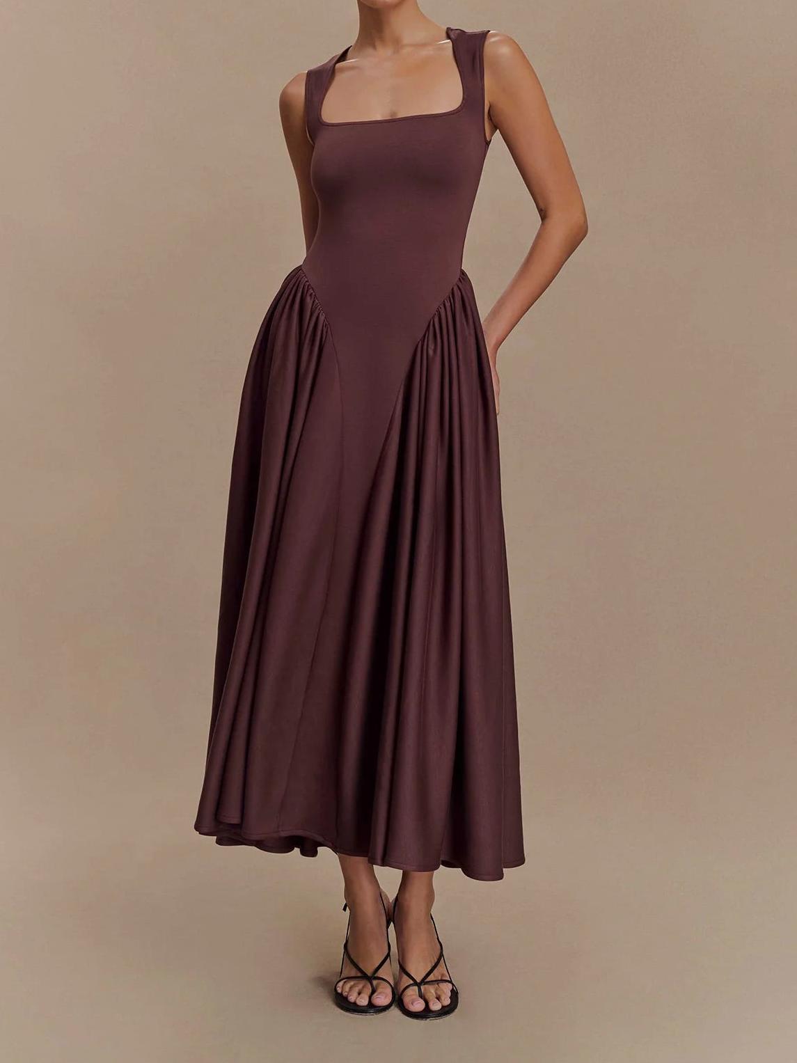 SHARON Midi Dress - Cacao Brown