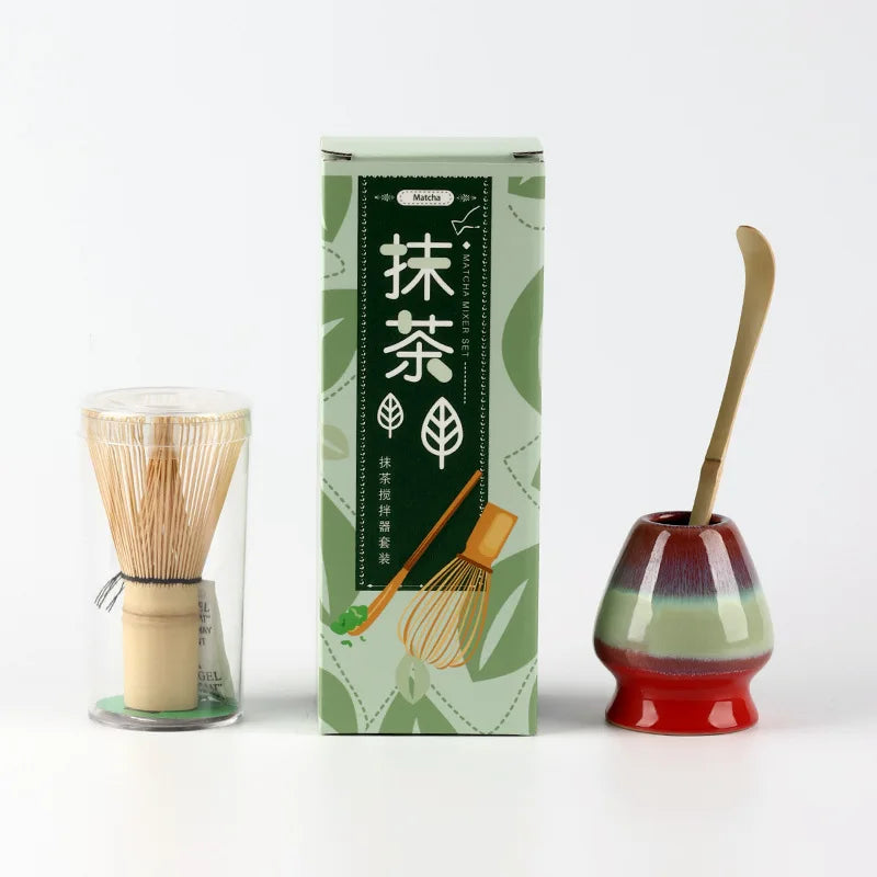 Japanese Bamboo Matcha Whisk Set with 100-Prong Chasen and Scoop – Traditional Tea Whisking Tools