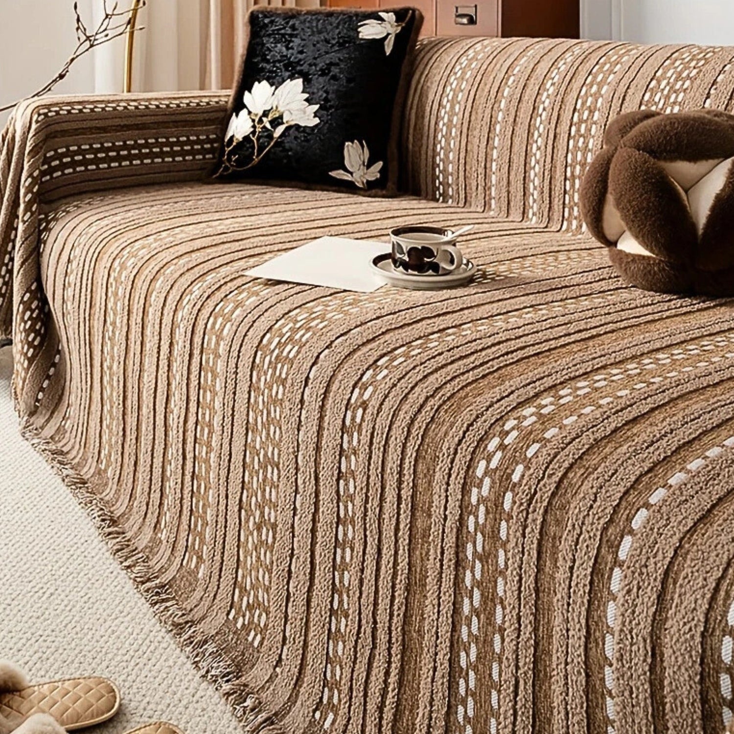 Sahara Style Plush Boho Sofa Cover Blanket
