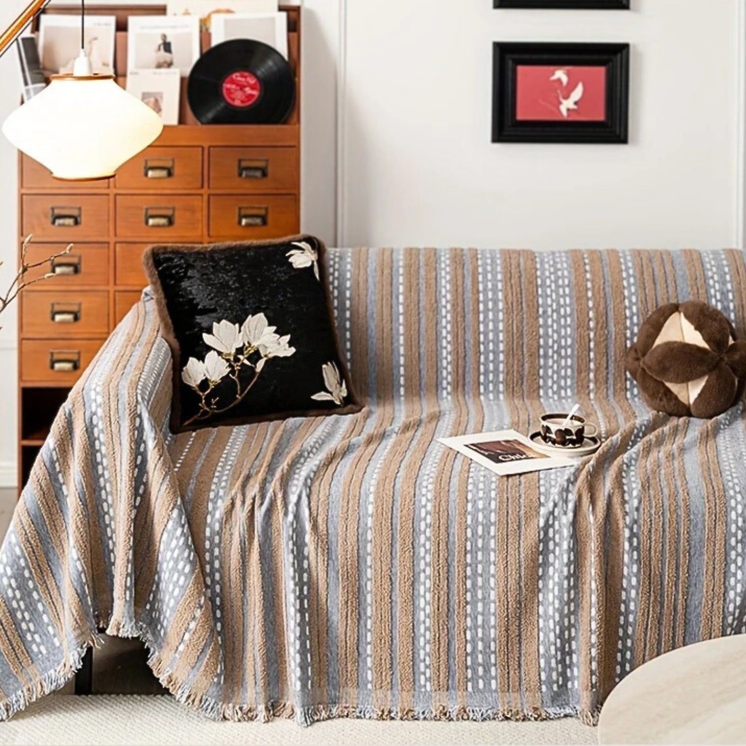 Sahara Style Plush Boho Sofa Cover Blanket