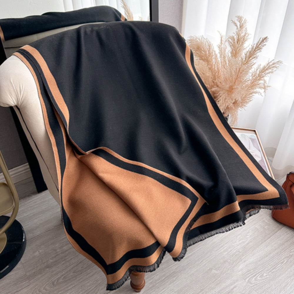 Savéra Striped Double-Sided Poncho Scarf