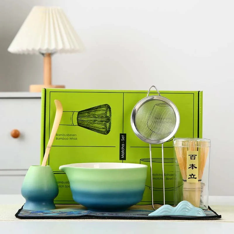 Traditional Matcha Gift Set with Bamboo Whisk, Ceramic Bowl, and Tea Scoop – Matcha Bowl and Whisk for Authentic Tea Experience