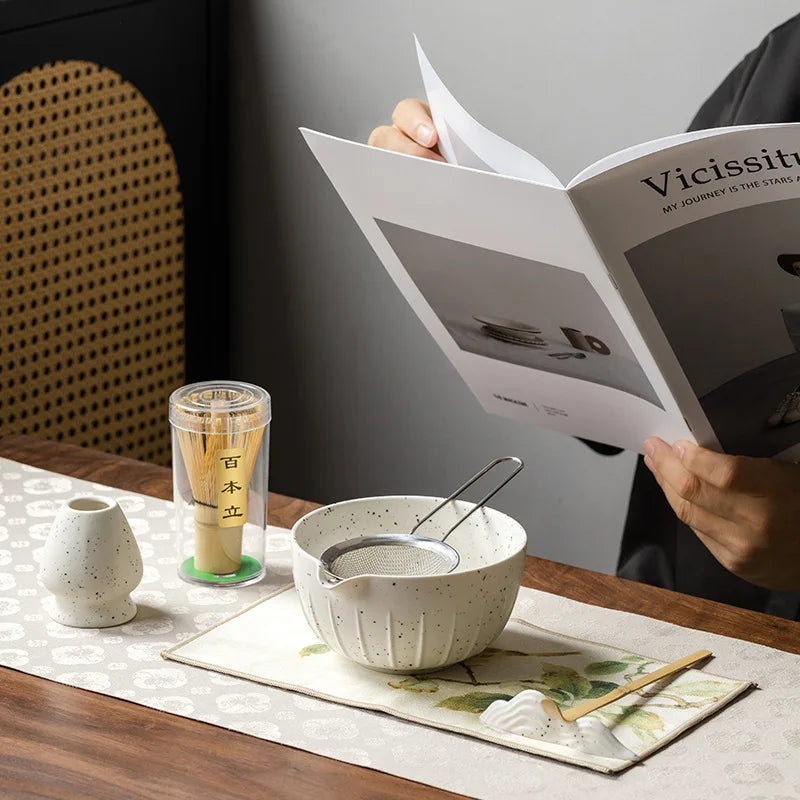 Bamboo and Ceramic 7-Piece Matcha Set