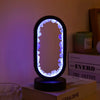 Amethyst crystal LED table lamp with oval frame, ambient night light for bedroom or meditation space decor