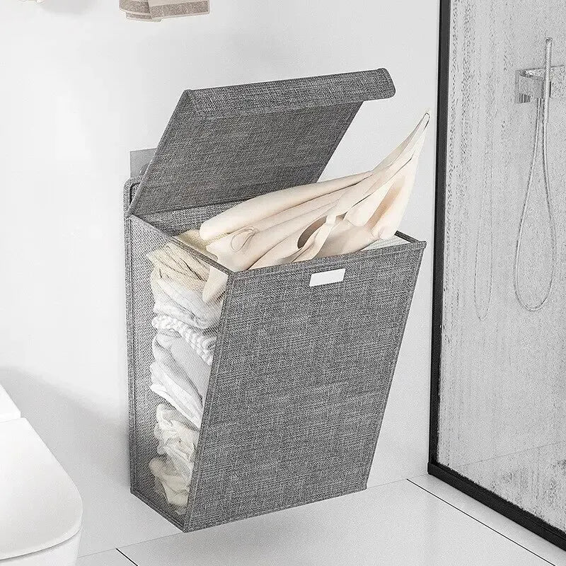 Foldable Adhesive Laundry Basket – Multifunctional Wall Hanging Organizer for Clothes and More