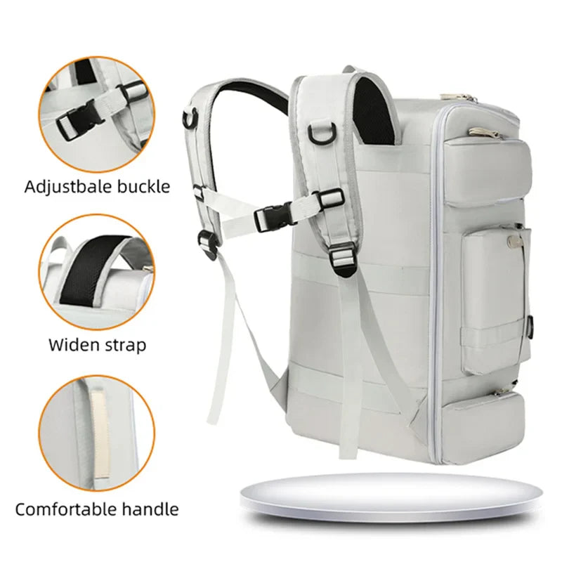 Large Capacity Sports Backpack with Wet Dry Separation for Gym, Yoga, and Outdoor Activities - Durable Nylon Design