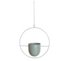 Set of modern hanging metal planters with geometric frames, indoor wall plant holders for home and balcony decor