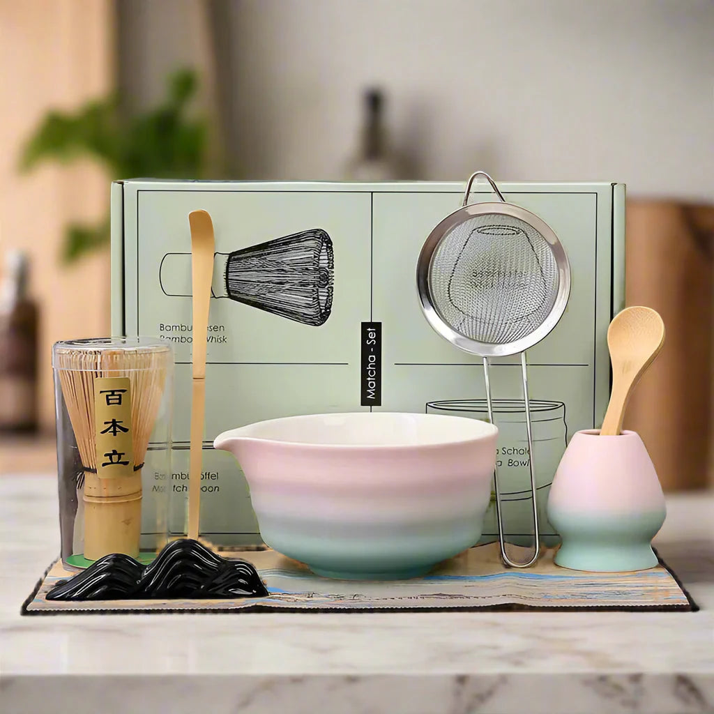 Traditional Matcha Gift Set with Bamboo Whisk, Ceramic Bowl, and Tea Scoop – Matcha Bowl and Whisk for Authentic Tea Experience