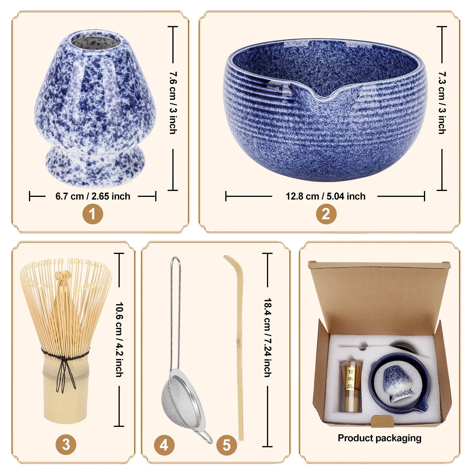 Deluxe Matcha Set Featuring Stainless Steel Sieve and Bamboo Accessories