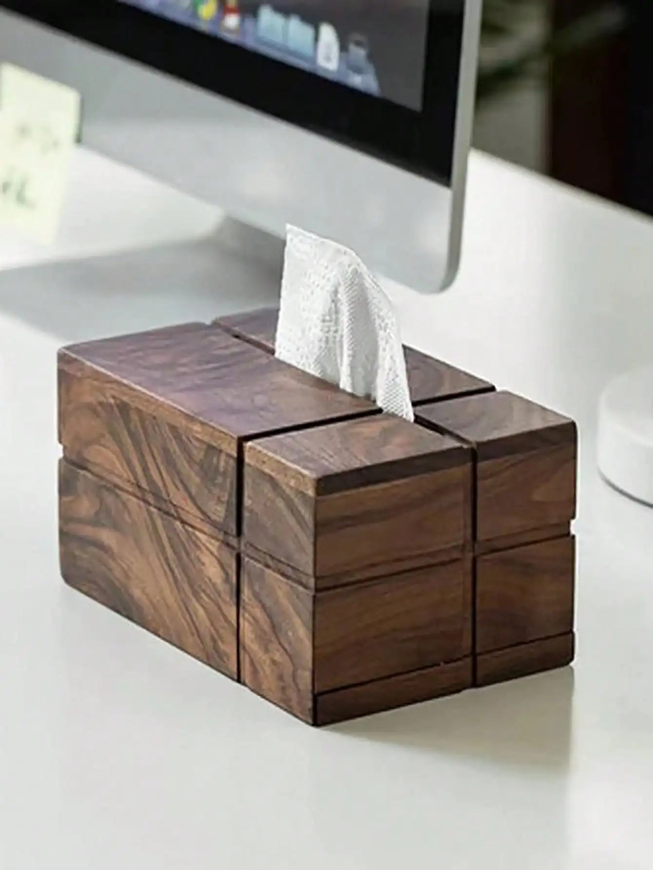 Nordic Walnut Wooden Tissue Box – Stylish Home Decor for Living Room and Tea Table
