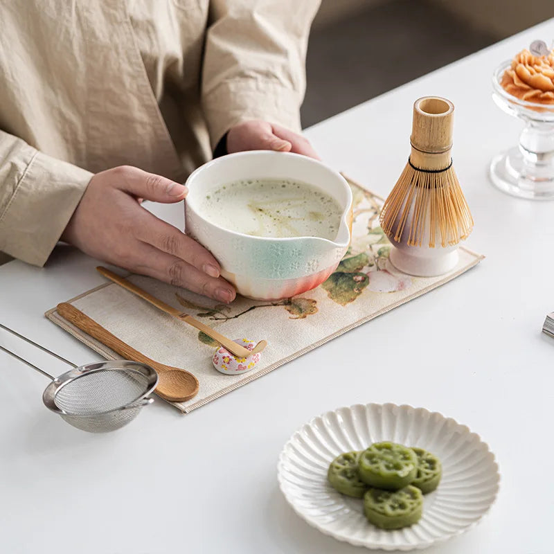 8-Piece Matcha Set with Bamboo Whisk and Glazed Ceramic Bowl for Authentic Japanese Tea Experience