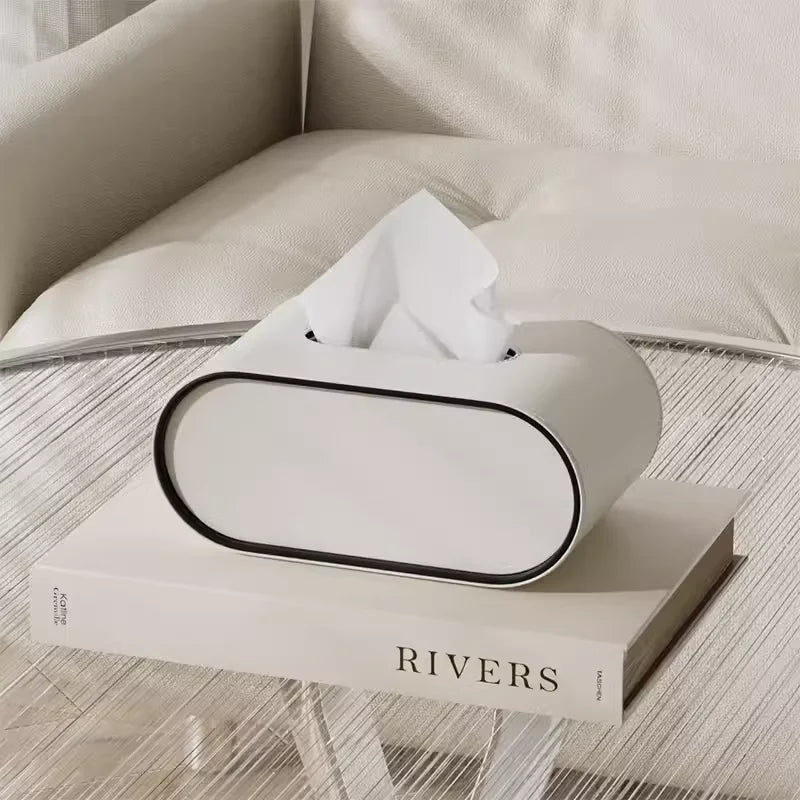 PU Leather Tissue Box with Storage Rack – Stylish Napkin Holder for Home and Office