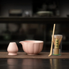 Pink Pumpkin Petal Matcha Tea Set – 4-Piece Tea Set with Bamboo Whisk, Teaspoon, and Bowls for Perfect Indoor Brewing
