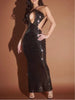 Sequin Halter Cutout Maxi Dress