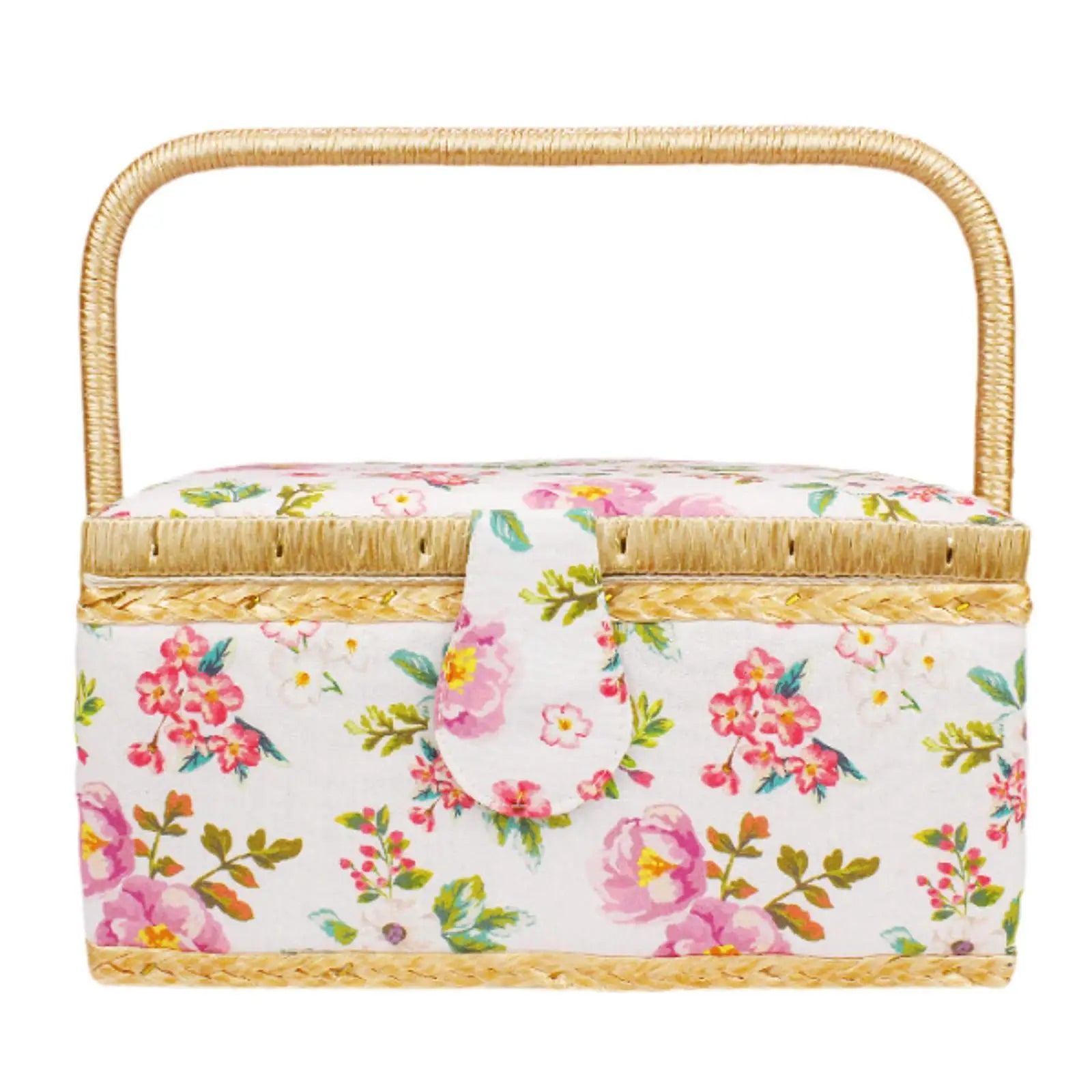 Sewing thread storage case – Durable cloth – Floral print design – Portable organizer for crafting – 9.4 x 6.9 x 5.1 in