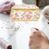 Sewing thread storage case – Durable cloth – Floral print design – Portable organizer for crafting – 9.4 x 6.9 x 5.1 in