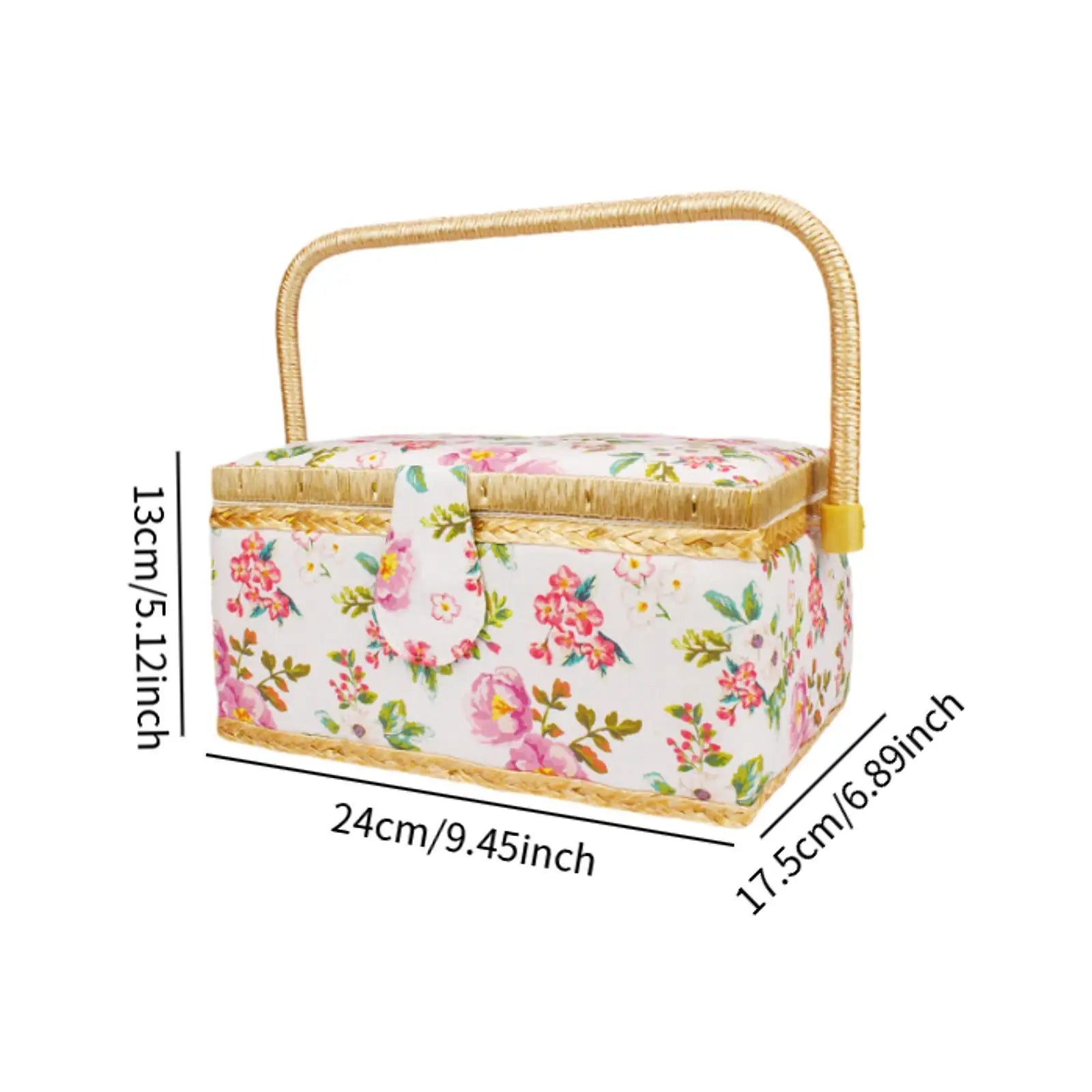 Sewing thread storage case – Durable cloth – Floral print design – Portable organizer for crafting – 9.4 x 6.9 x 5.1 in