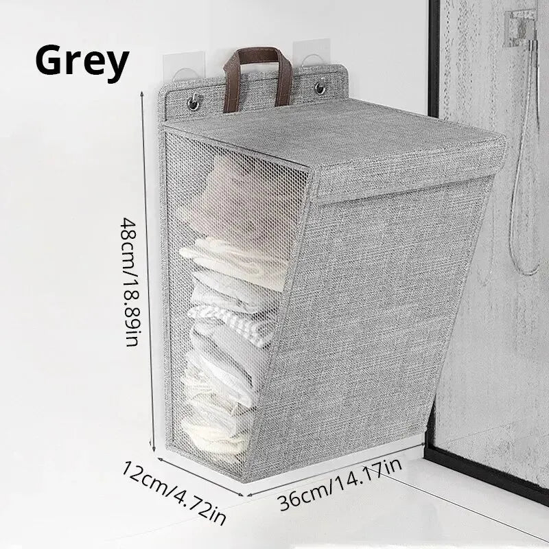 Foldable Adhesive Laundry Basket – Multifunctional Wall Hanging Organizer for Clothes and More